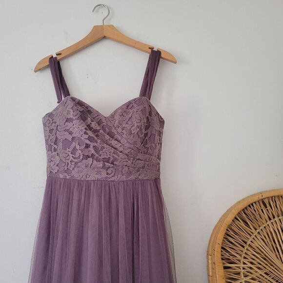 Jenny Yoo Collection Bridesmaid Dress Purple 6 Lace Tulle Adjustable - Picture 3 of 16